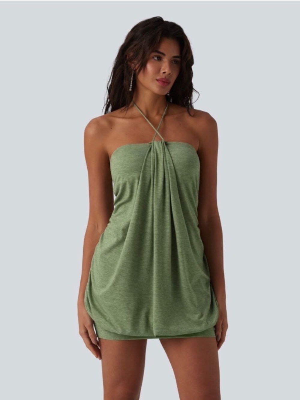 NWT Halara Halter Tie Back Built-in Bra Bodycon Micro Mini Dress - Picture 5 of 6